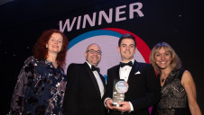 Benedict Orchard (centre-right) and Richard Carter (centre left) collecting the Water Management Award at edie's Sustainability Leaders Awards 2019